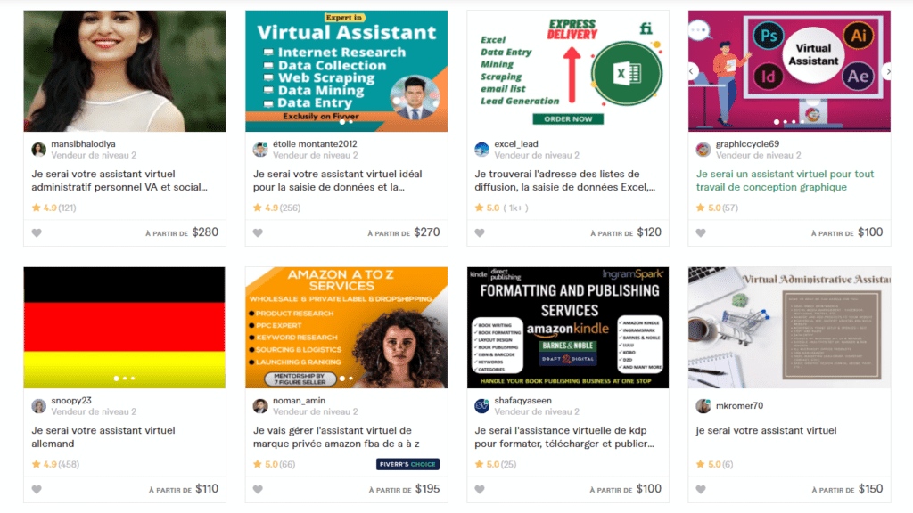 Compétences à vendre sur Fiverr Assistant virtuel