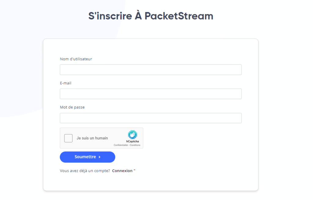 Comment s'incrire sur PacketStream