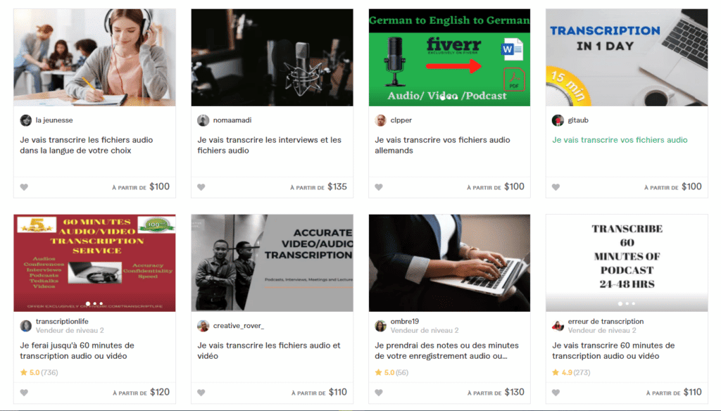 Compétences à vendre sur Fiverr Transcription de fichiers audio ou vidéo