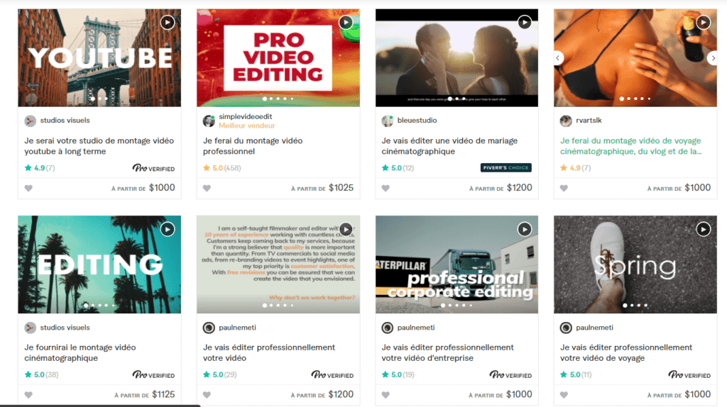 Compétences à vendre sur Fiverr Montage vidéo