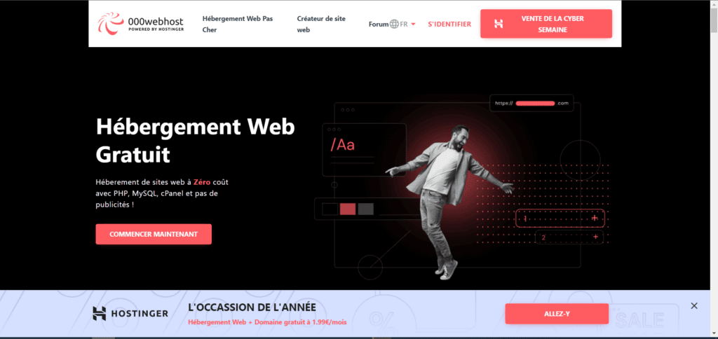 Hébergement gratuit 000Webhost meilleurs hébergements web gratuits