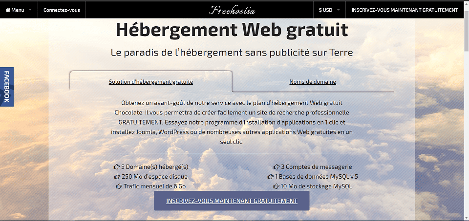 Hébergement gratuit FreeHostia meilleurs hébergements web gratuits