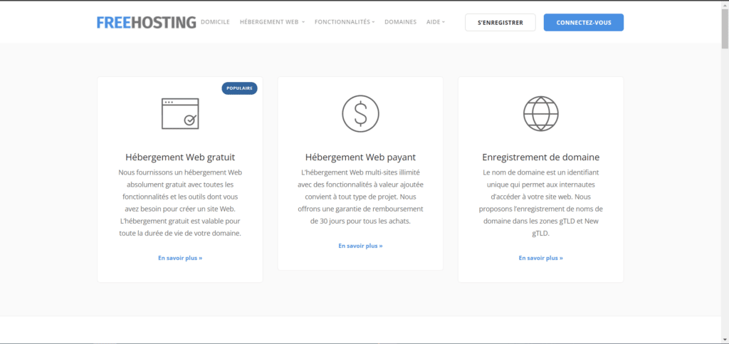 Hébergement gratuit FreeHosting meilleurs hébergements web gratuits