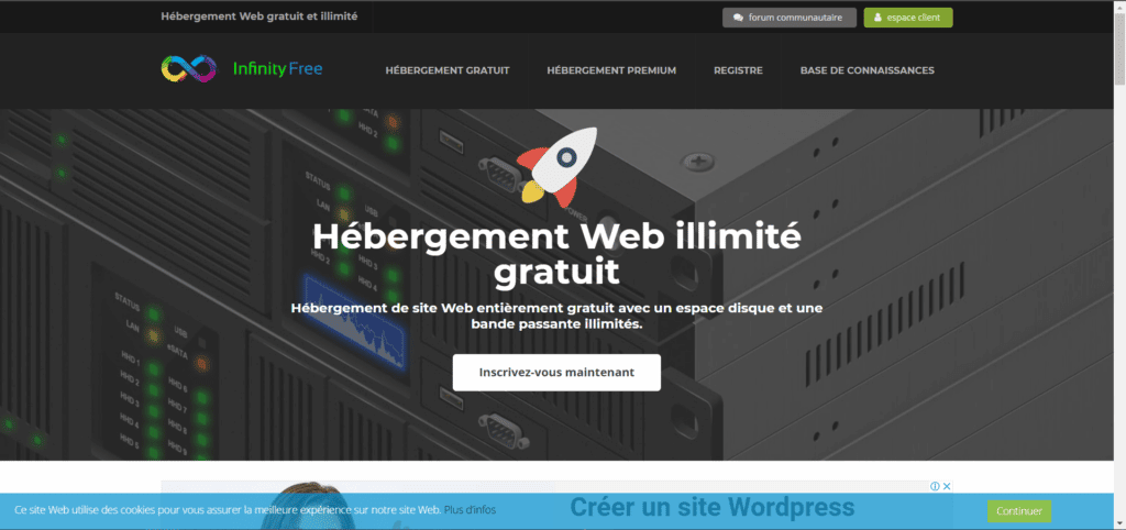 Hébergement gratuit infinityFree meilleurs hébergements web gratuits