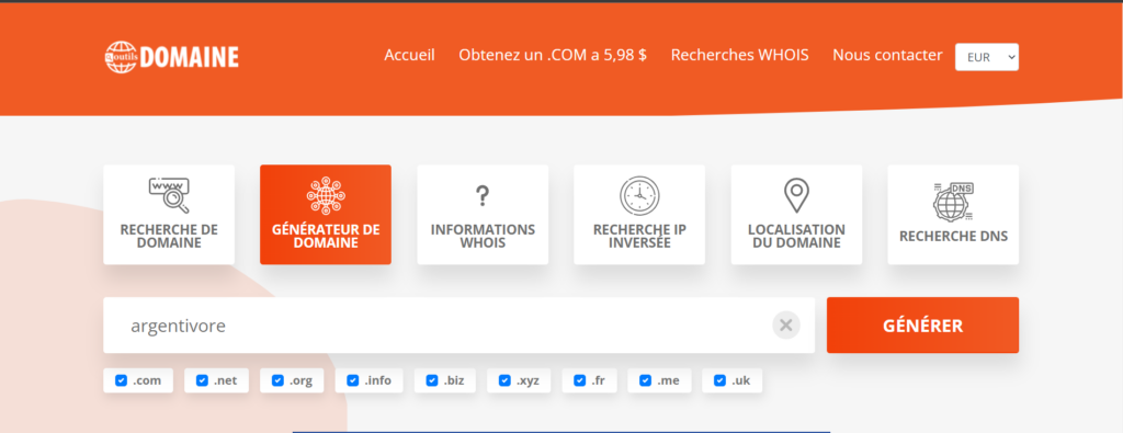  Comment choisir un nom de domaine pour votre site web avec Outils Domaine 