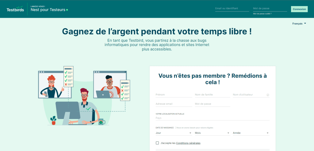 gagner de l'argent en ligne avec testbirds